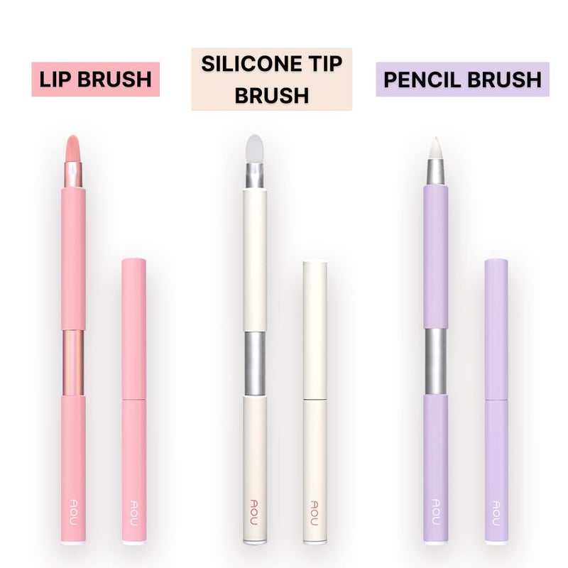 AOU SILICONE TIP BRUSH Compact & Retractable Design for Easy Carry with Rounded Silicone Tip - Image 5